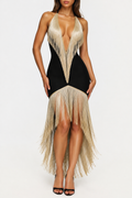 Aurelia Fringe Halter Mini Dress