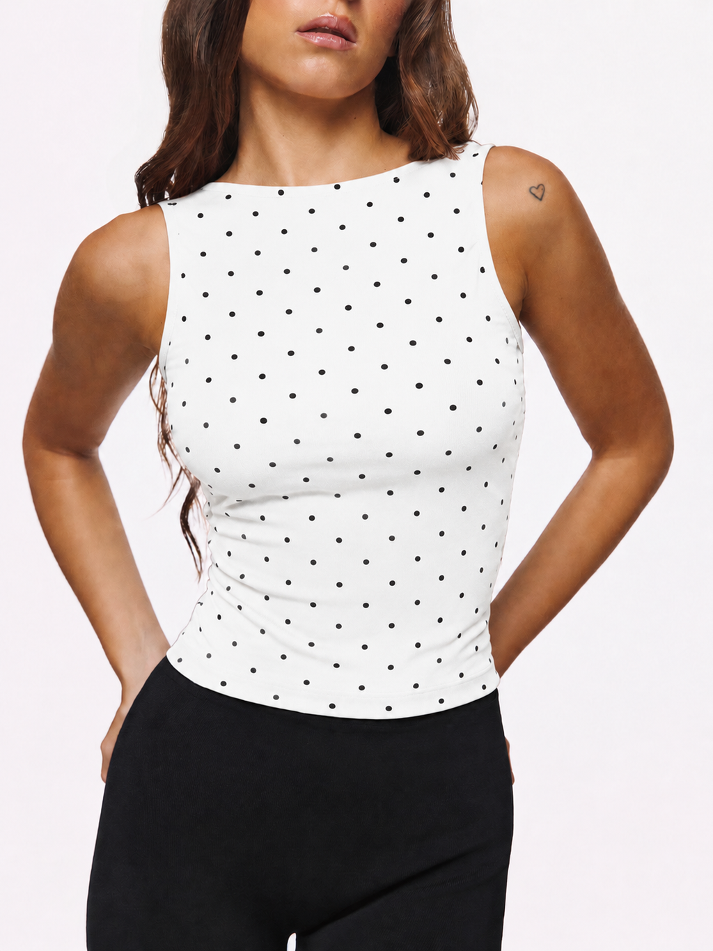 Noir Dot Sleeveless Knit Top