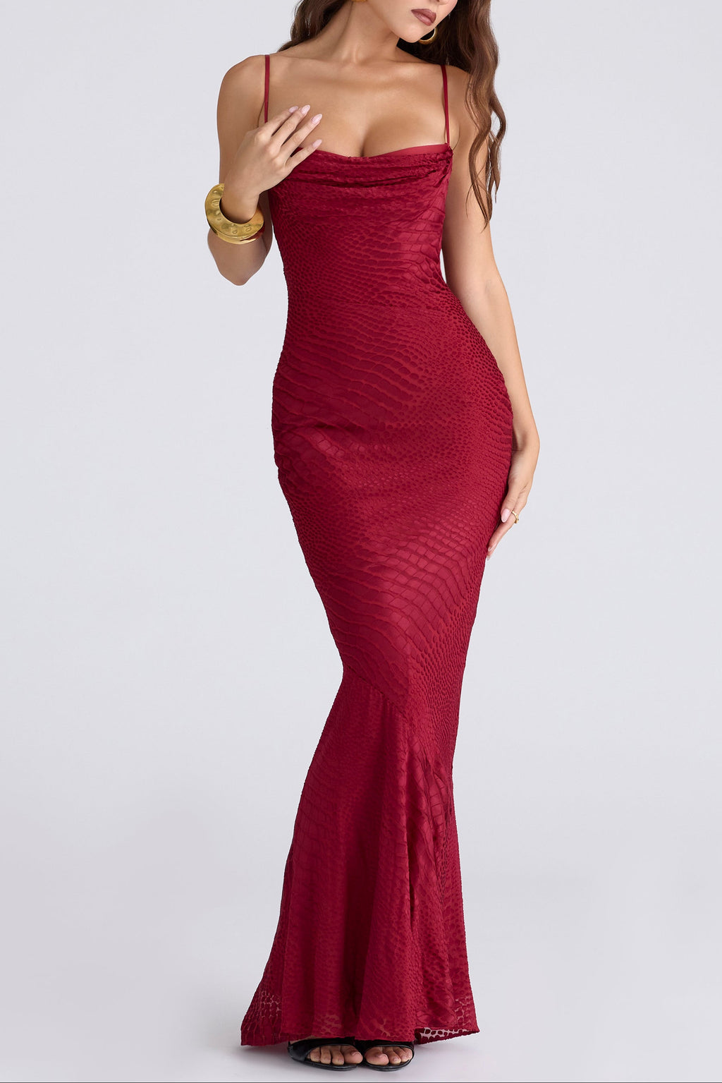 Devoré Satin Maxi Gown