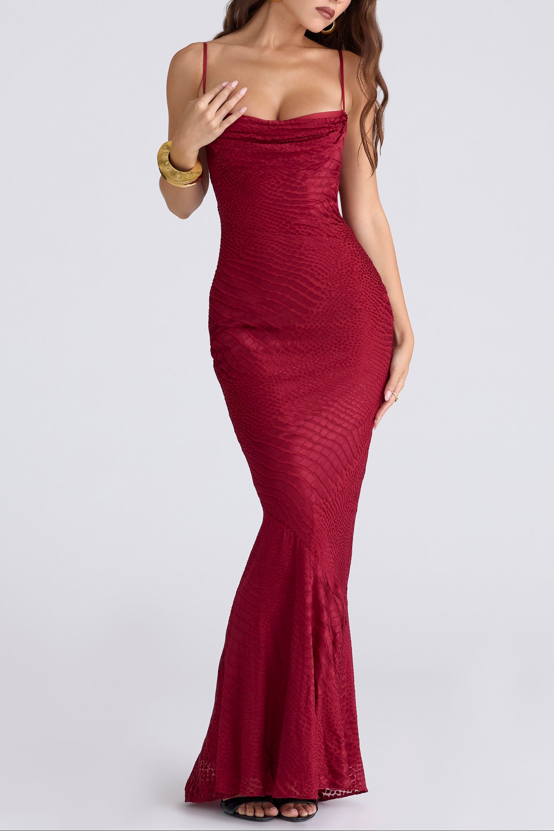 Devoré Satin Maxi Gown