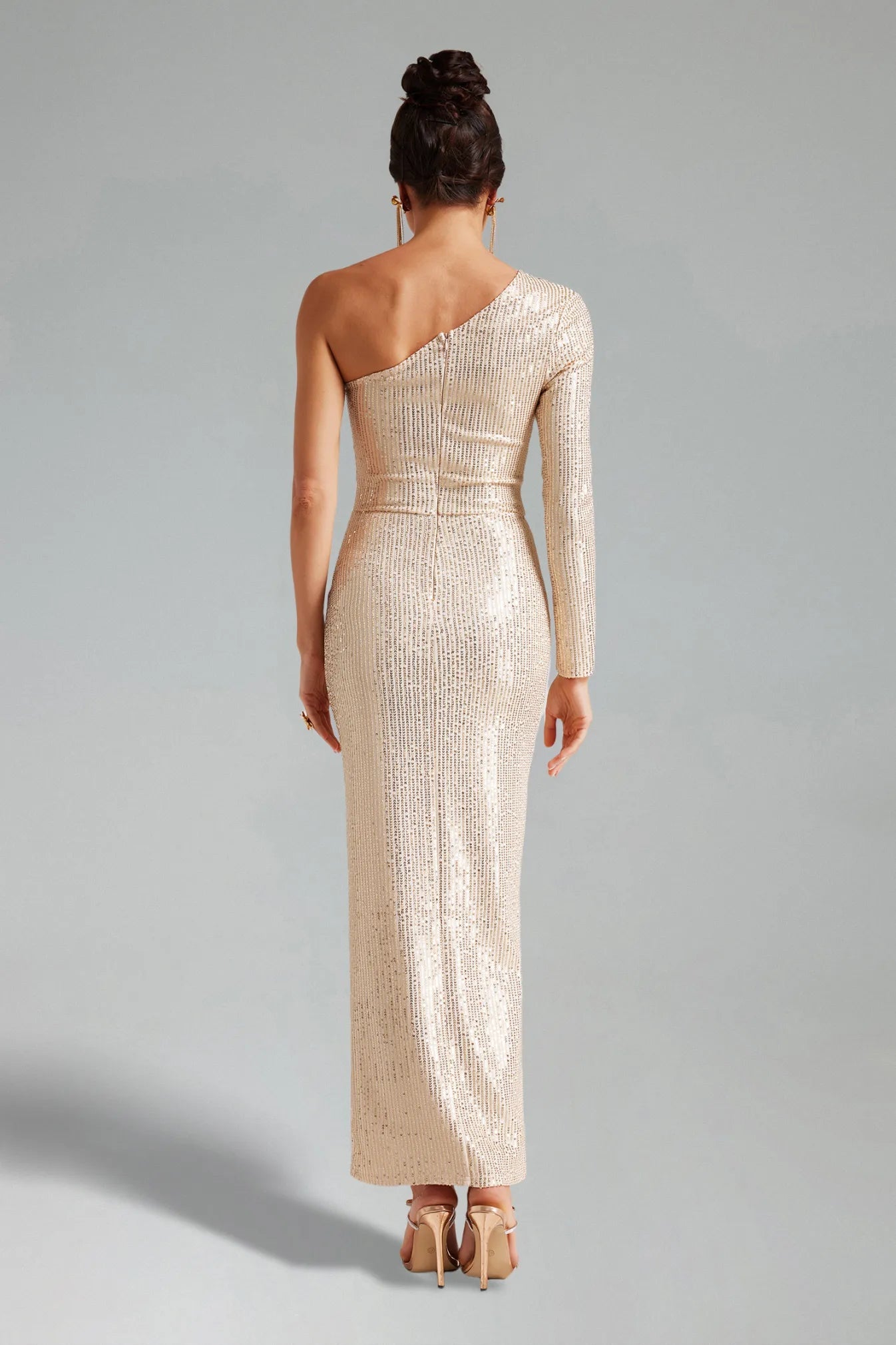 One Shoulder Sequin Maxi Dress