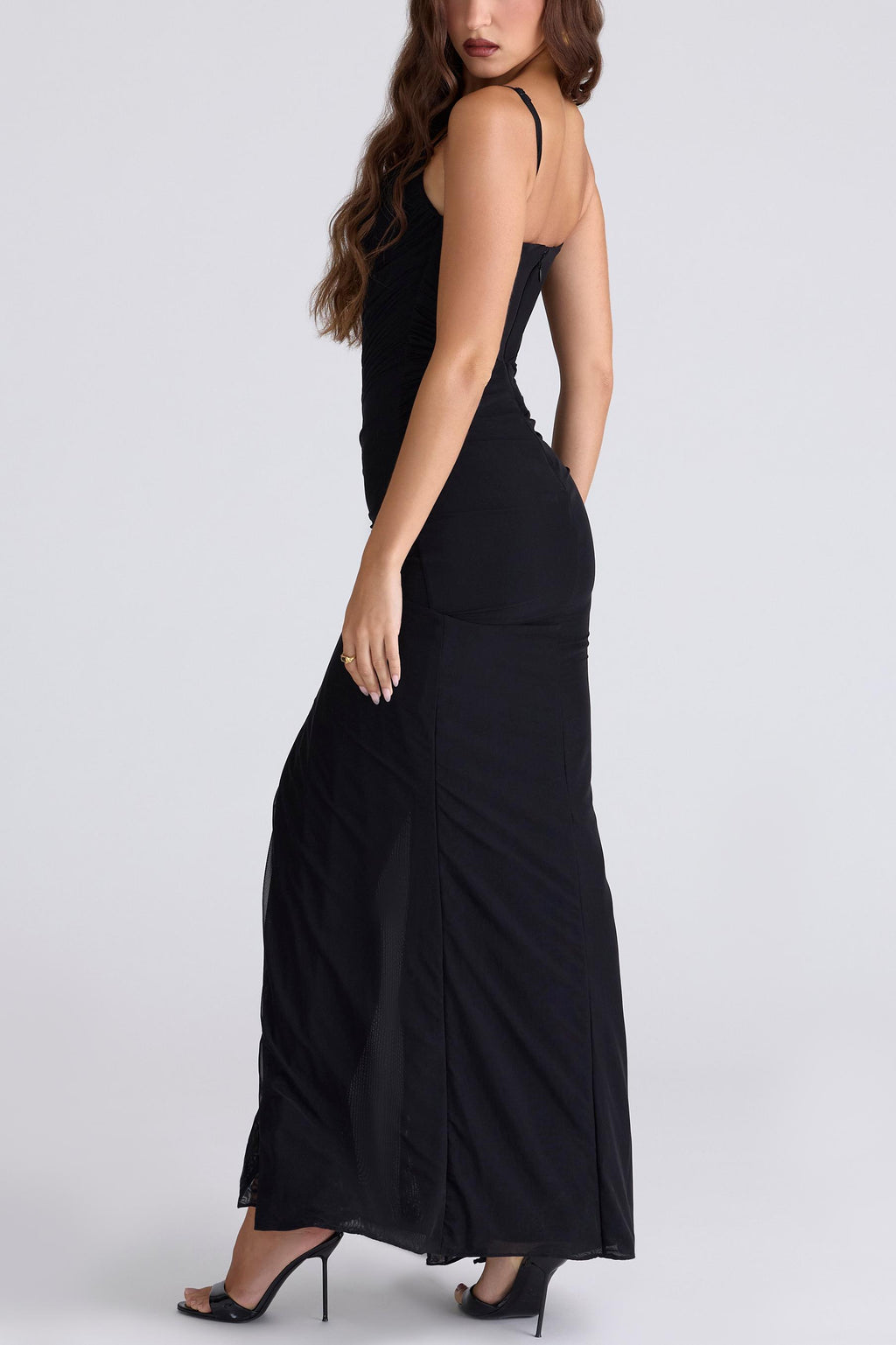 Vintage Indoor Elegant Deep V Slit Maxi Dress