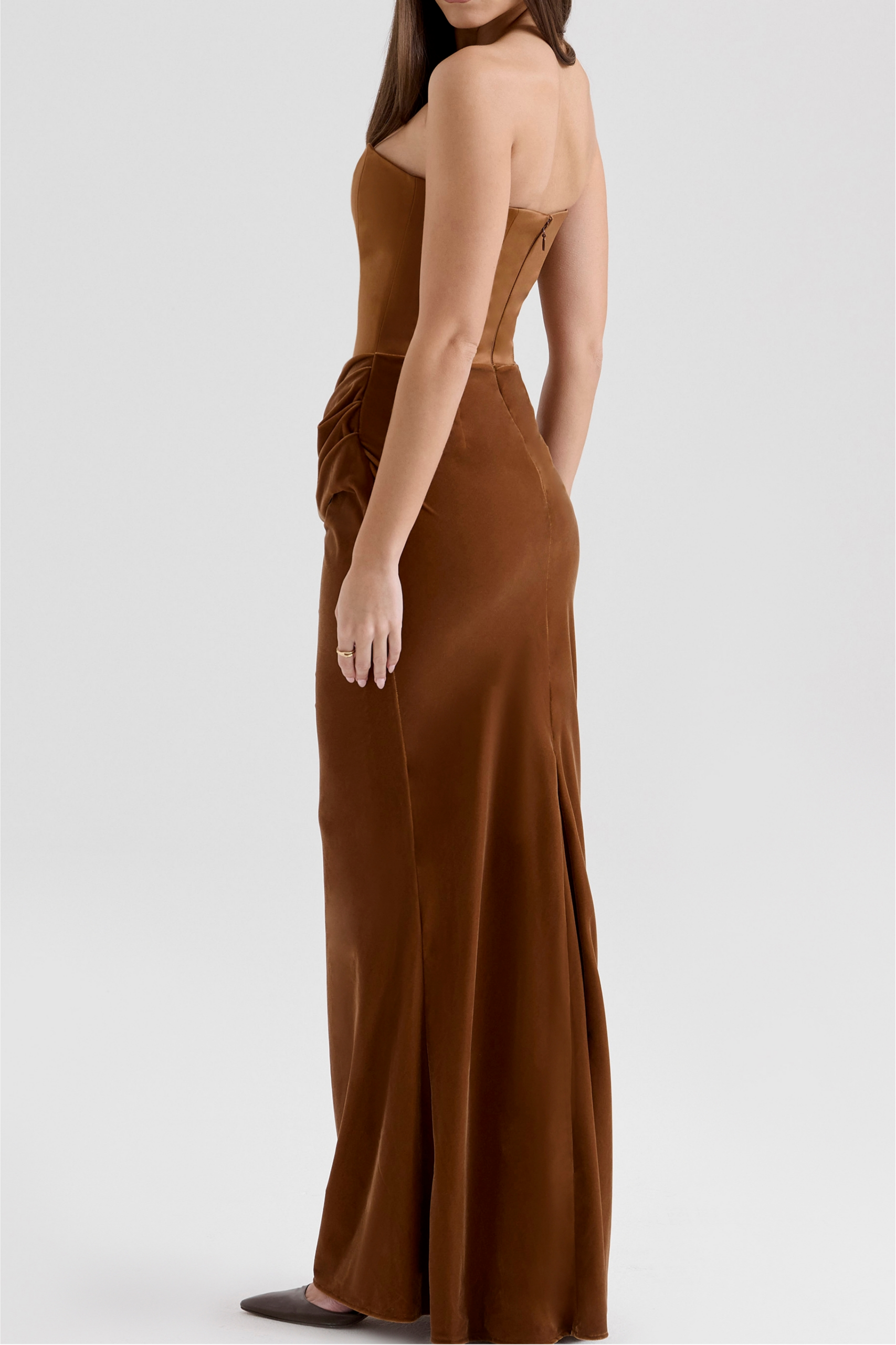 Velvet Strapless Corset Maxi Dress