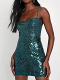 Sparkling Magic Emerald Green Sequin Lace-Up Mini Dress