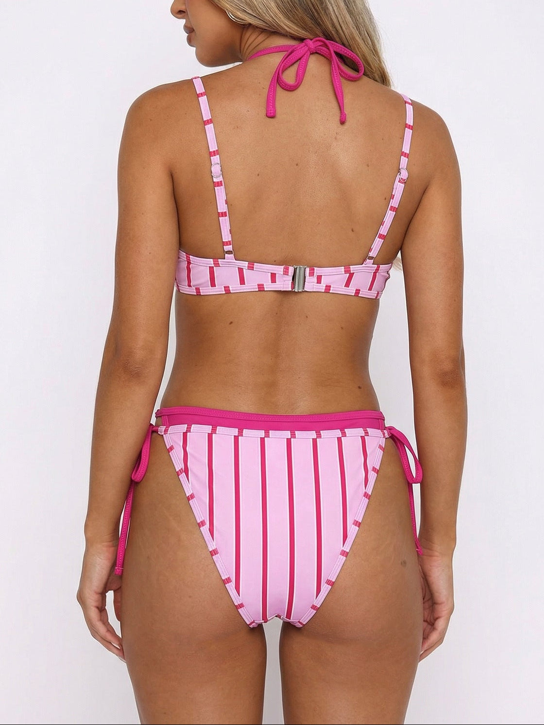 Pink Sunset Stripe Bikini Set