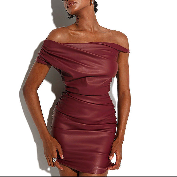 Afterglow Ruched Off Shoulder Mini Dress