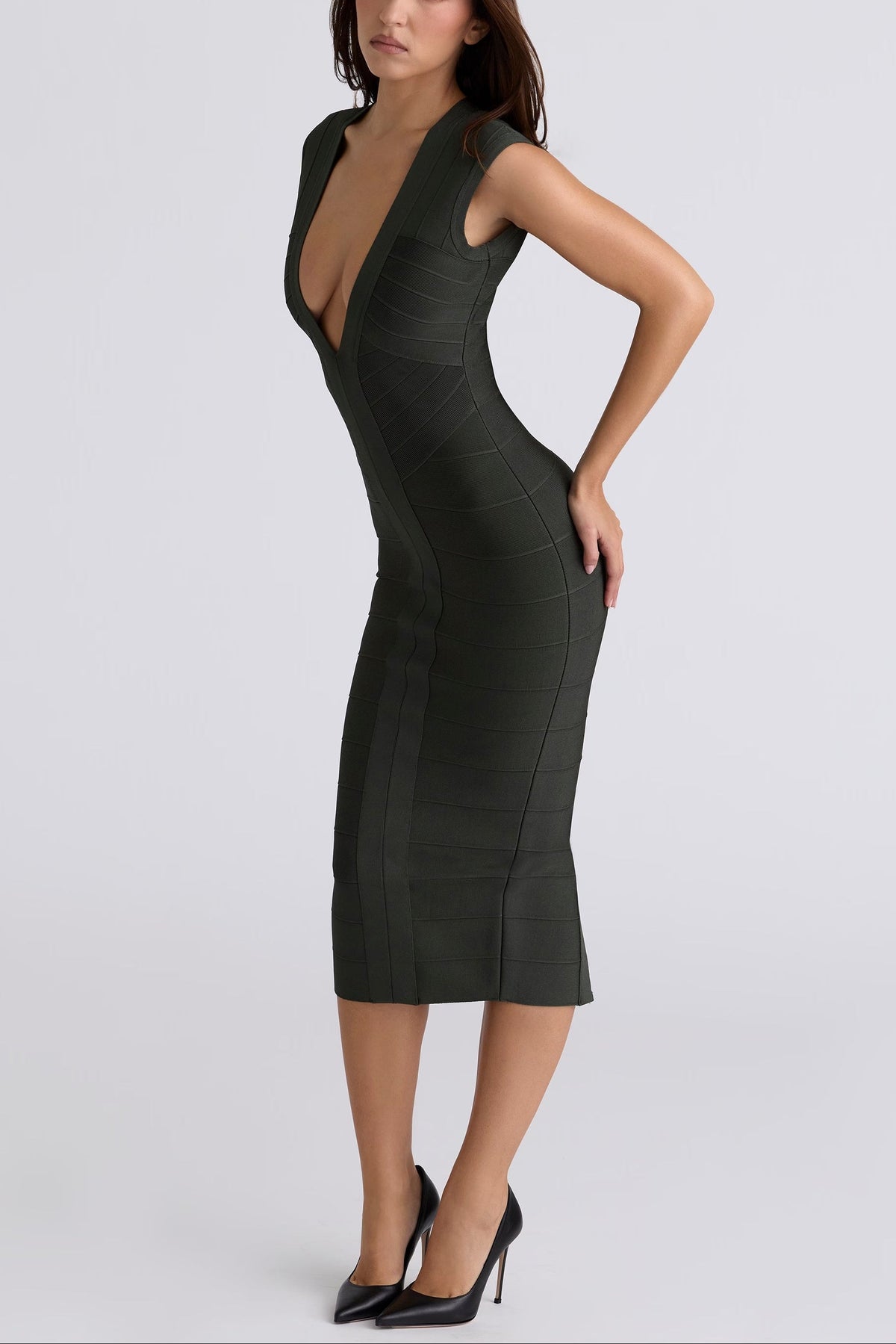White Sleeveless Bandage Midi Dress