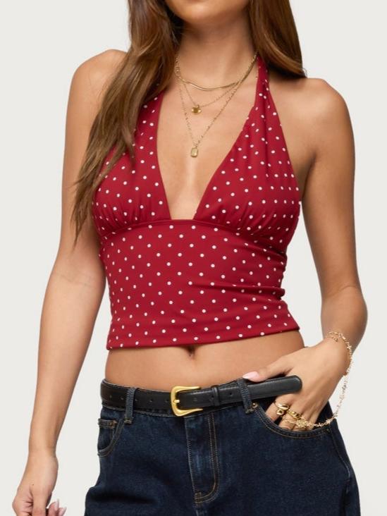 Blaire Polka Dot Halter Top