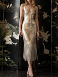 Sequin Fringe Midi Dress