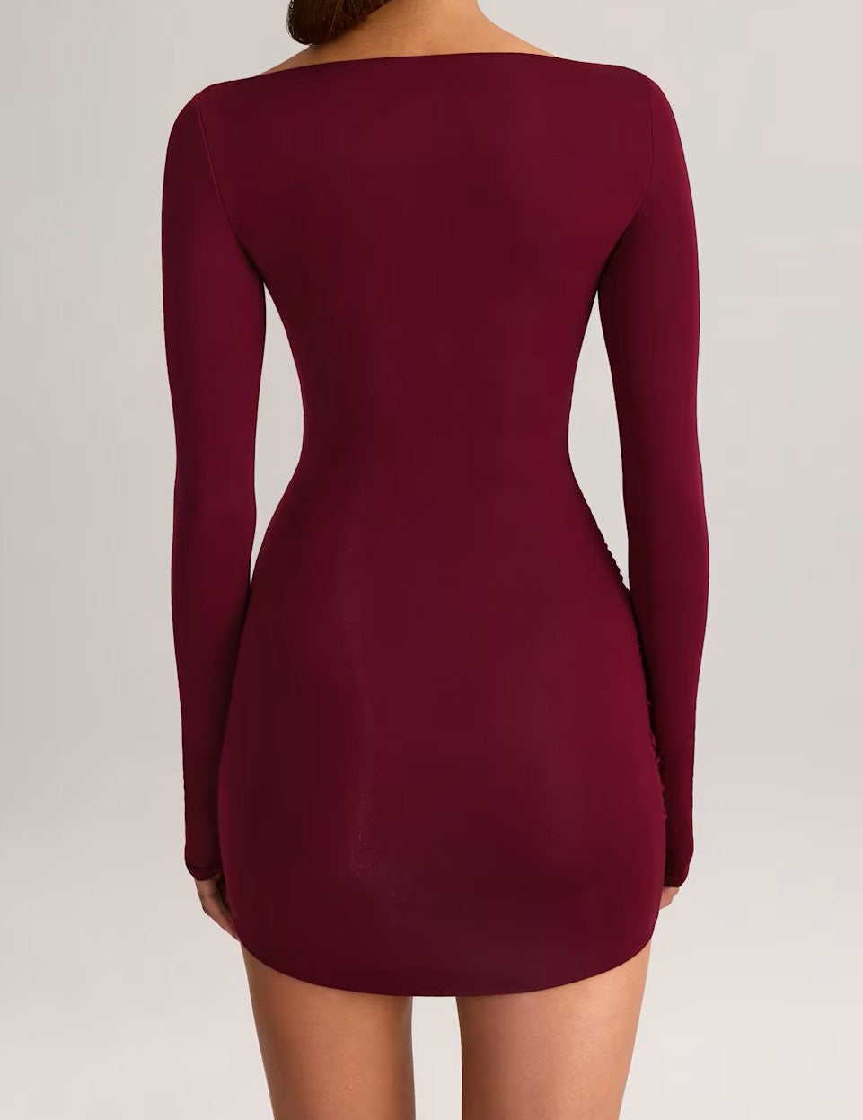 Modal Draped Long-Sleeve Mini Dress