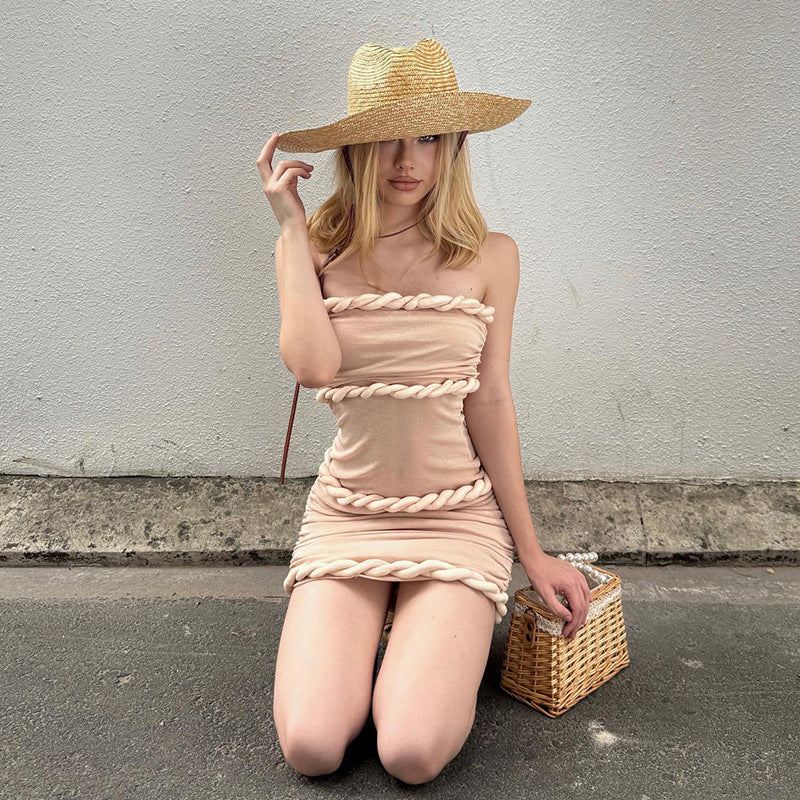 Strapless Mini Dress With Twisted Knot