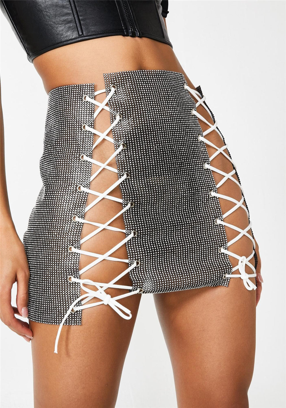 Festival Fever Sexy Metallic Lace-Up Skirt