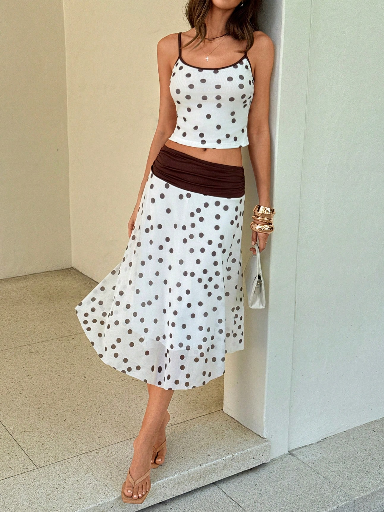 City Walk Romantic Polka Dot Two Piece Set