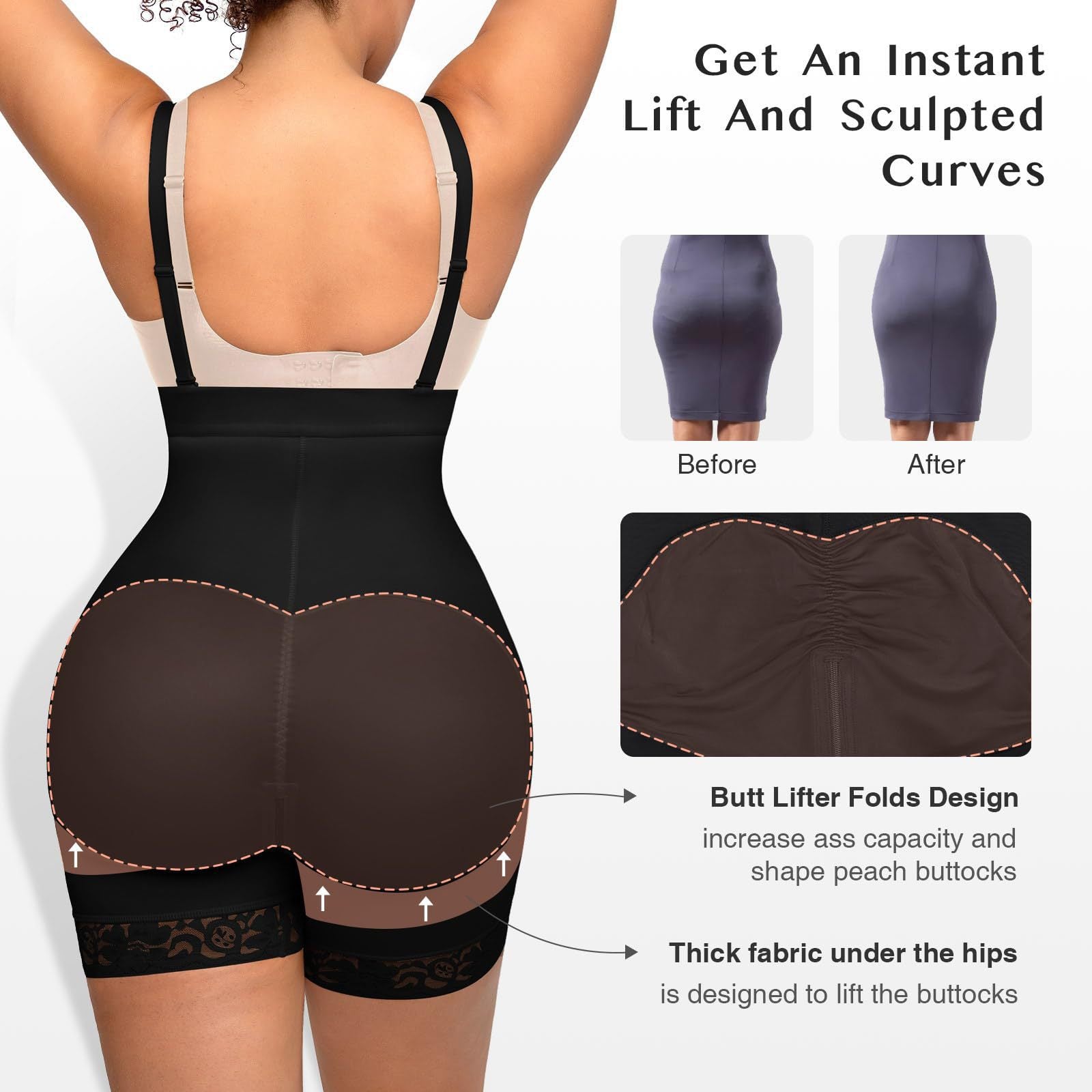 Sculpting Tummy Control Waist-Cinching Butt-Lifting Strappy Bodysuit