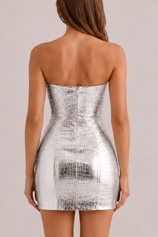 Platinum Elaris Metallic Corset Mini Dress
