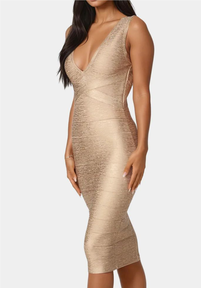 Foiled Bandage Metallic Dress