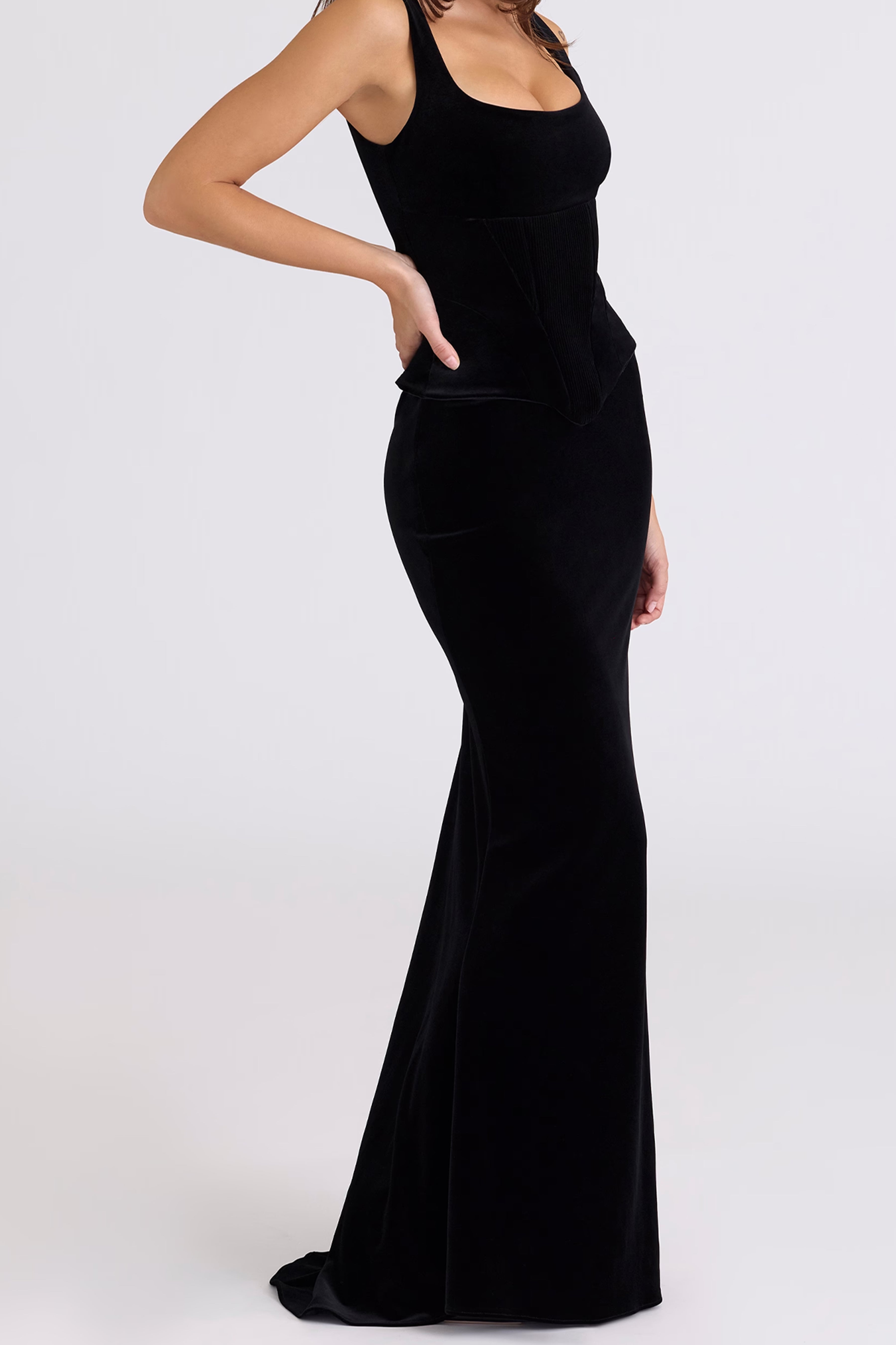 Black Velvet Hourglass Maxi Dress