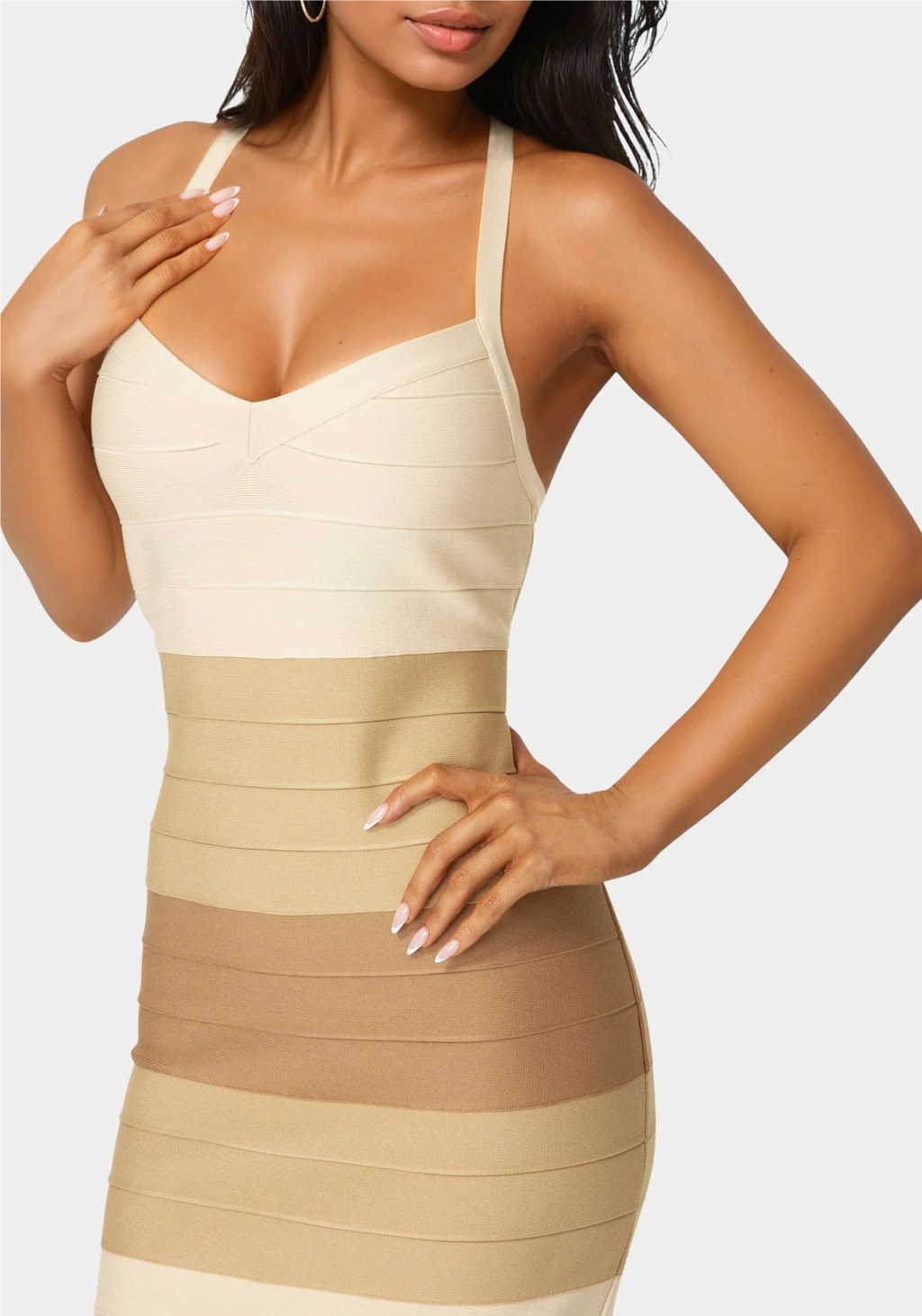 ColorBlock Bandage Midi Dress