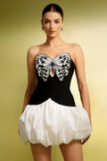 Kusa Sleeveless Bow Diamond Bandage Mini Dress