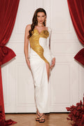 Shannon Patchwork Slit Knitted Maxi Dress