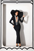 Gabriella Pearl Long Sleeves Slim Bandage Maxi Dress