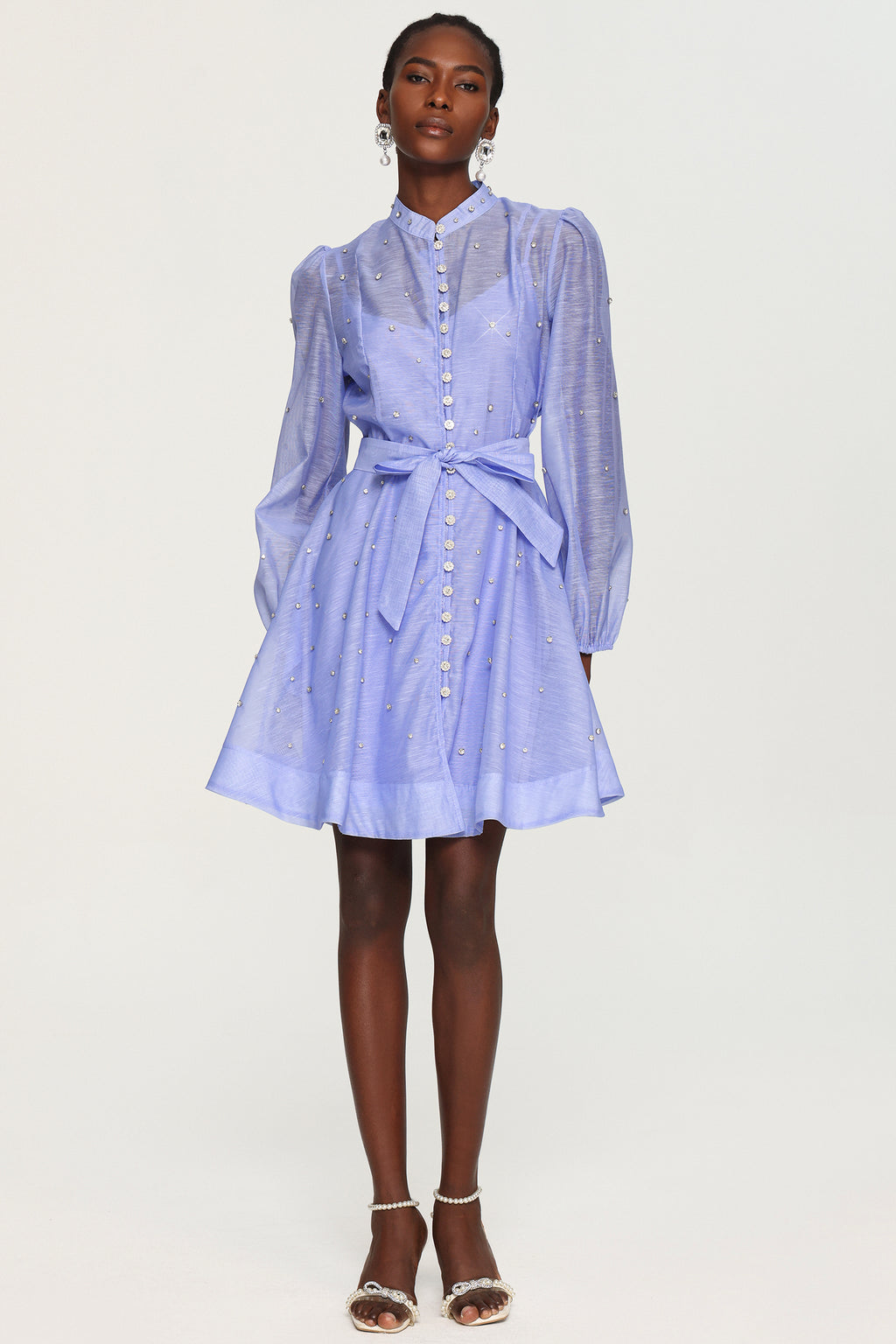 Farrah Long Sleeves Diamond Button Shirt Mini Dress