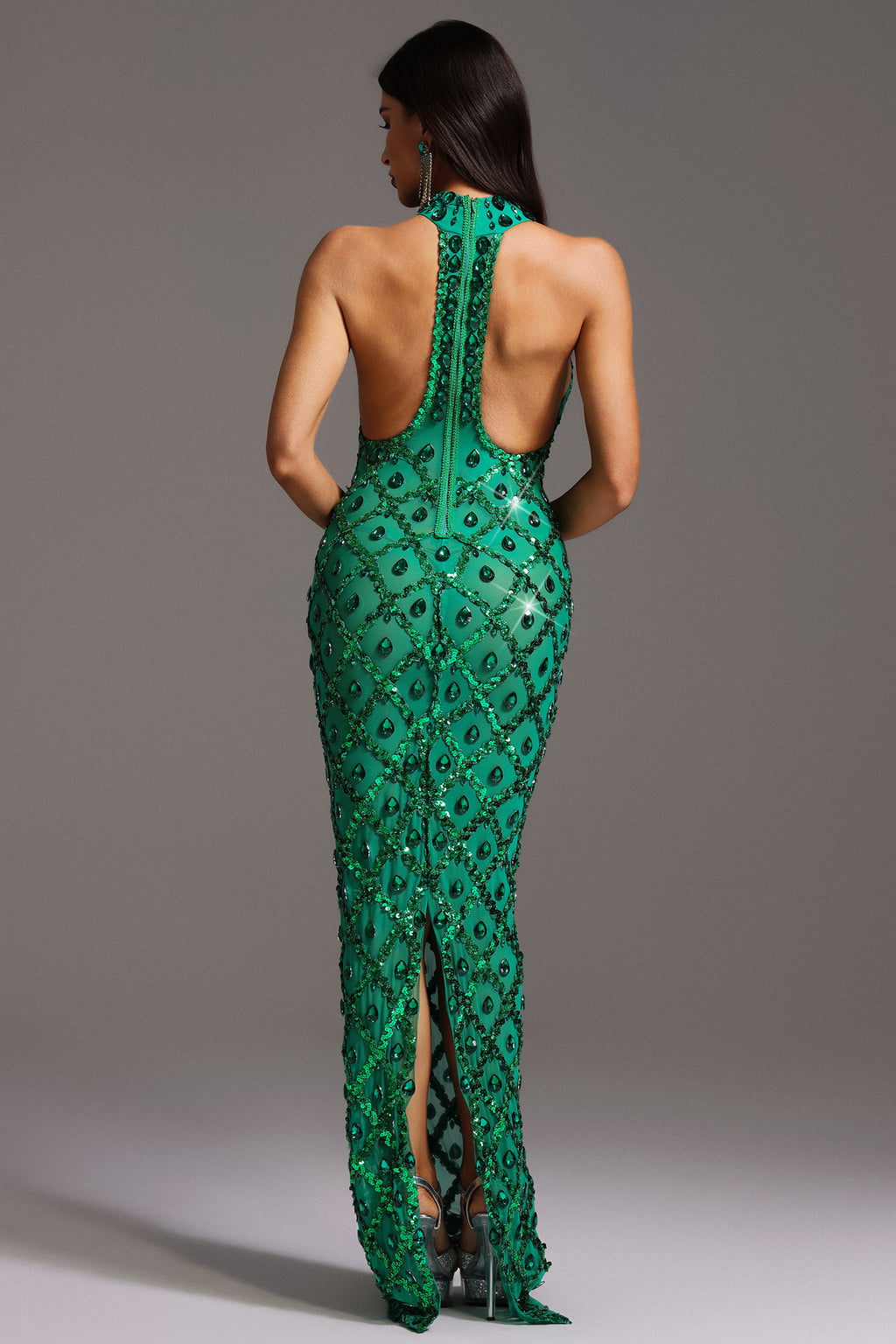 Rhoda Diamante Mesh Maxi Dress