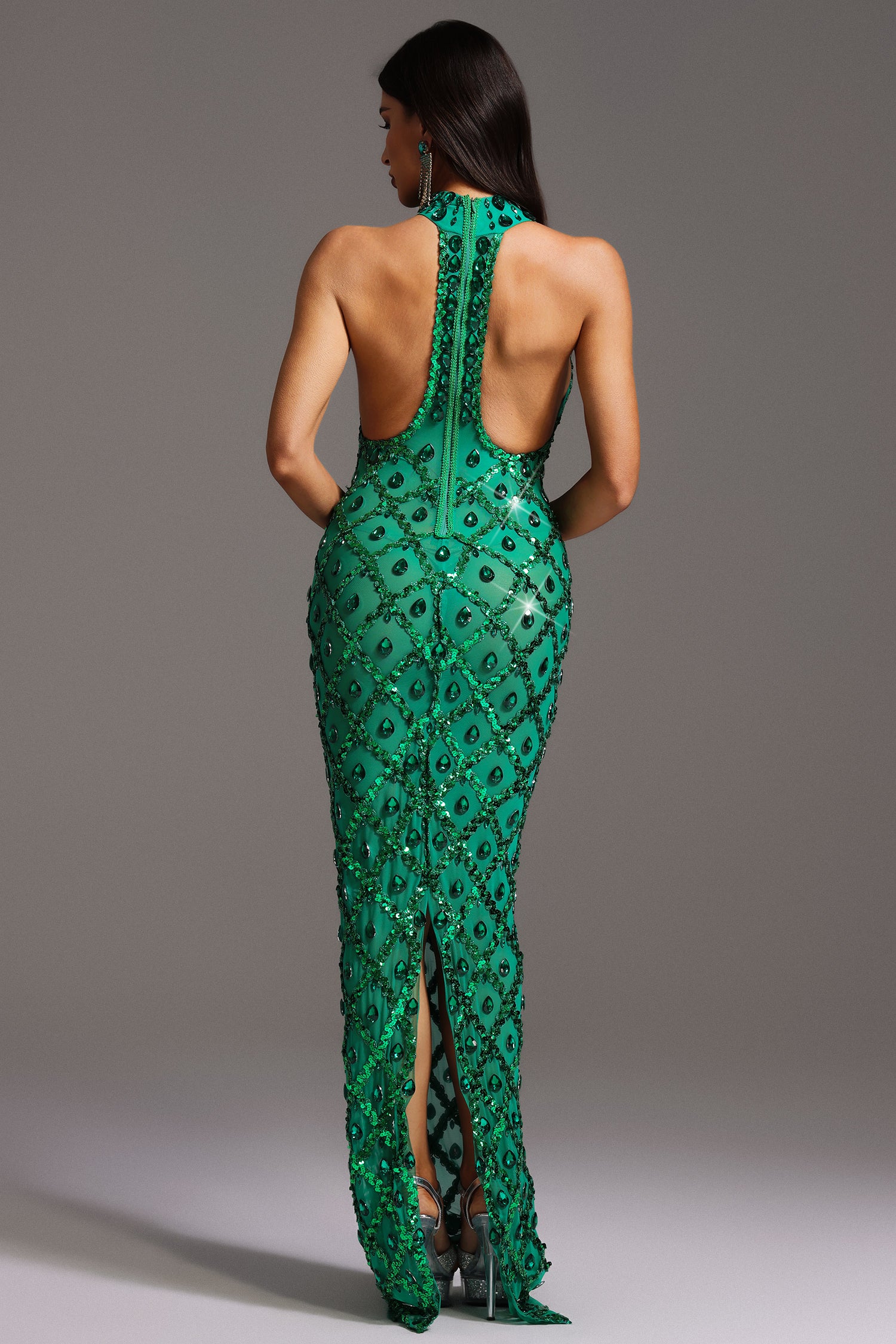 Rhoda Diamante Mesh Maxi Dress