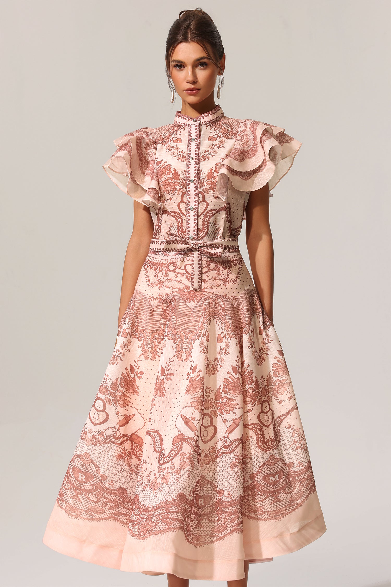 Kimivi Sleeveless Floral Printed Shirt Two-Piece Set