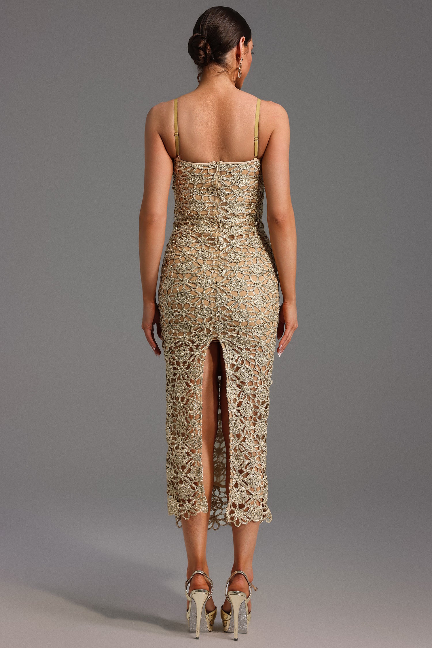Lelia Sleeveless Hollow Out Slit Maxi Dress