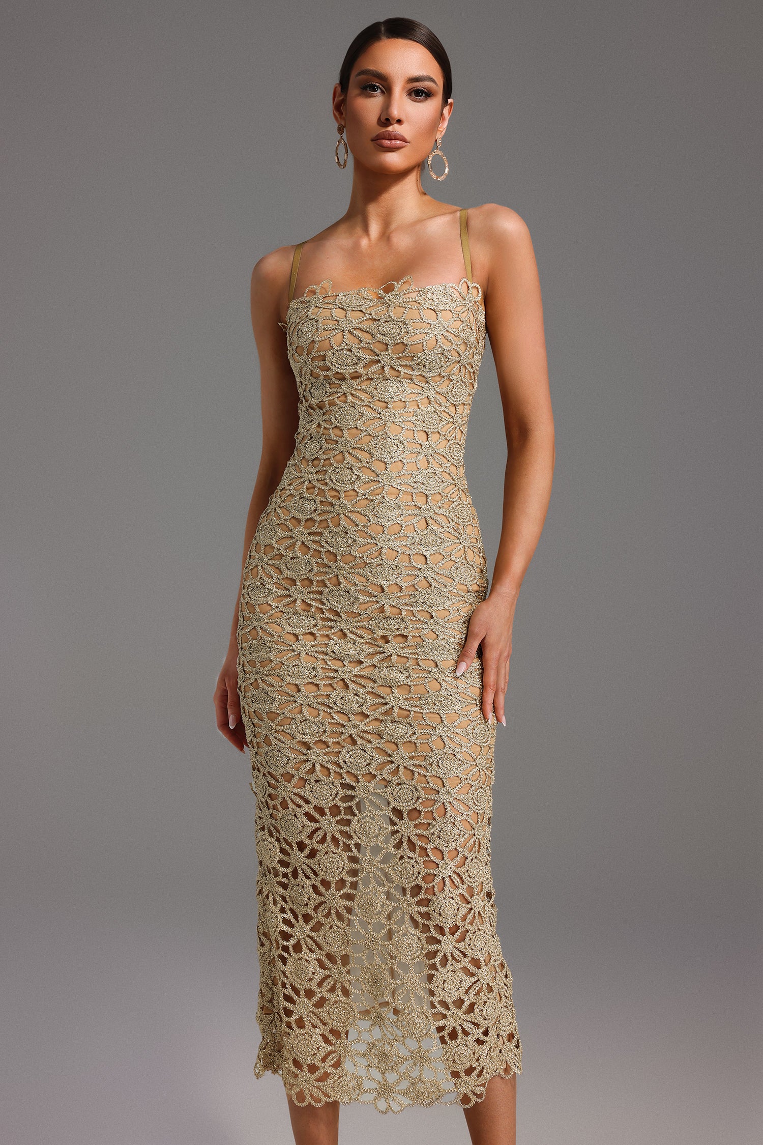 Lelia Sleeveless Hollow Out Slit Maxi Dress
