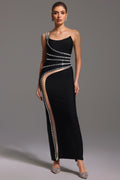 Saloiy Sleeveless Diamond Bandage Maxi Dress