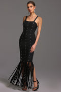 Leah Sleeveless Diamond Tassel Bandage Maxi Dress