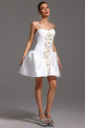 Saly Strapless Sleeveless Flowers Bandage Mini Dress