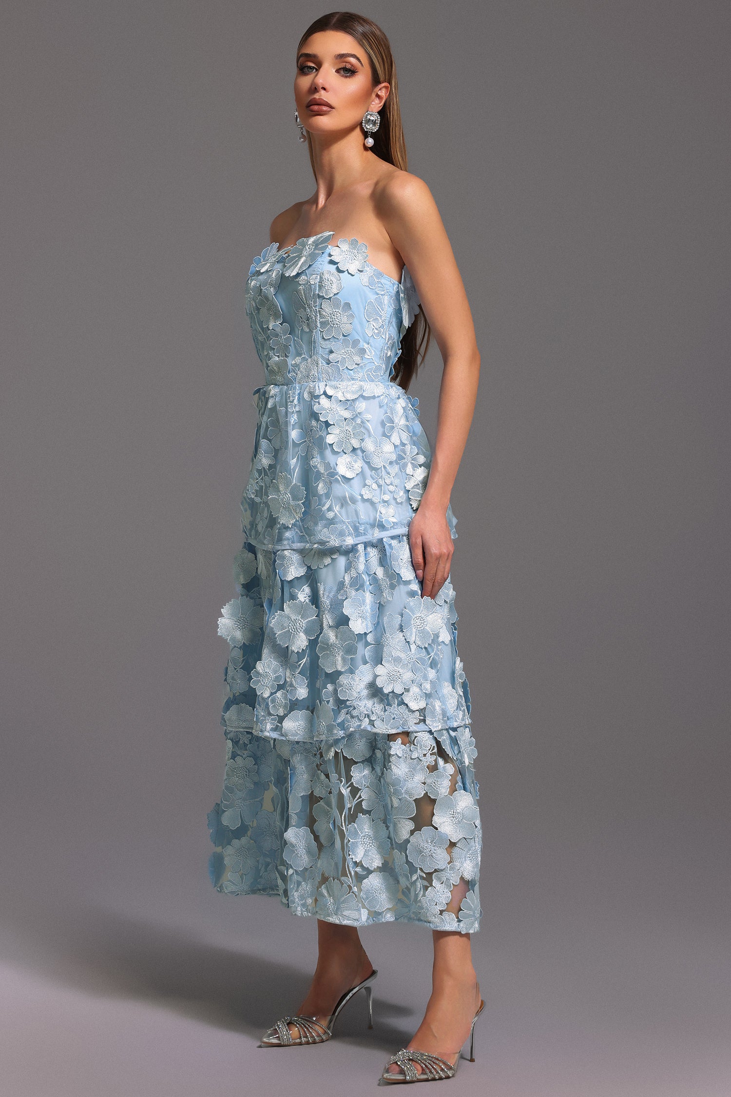Keeli Off-The-Shoulder Flowers Maxi Dress