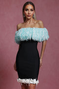 Lucy Off-The-Shoulder Tassel Flowers Bandage Mini Dress