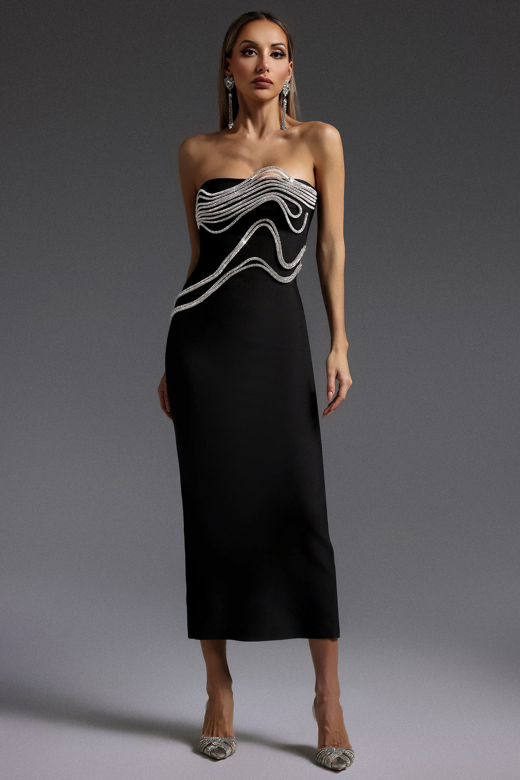 Oga Sleeveless Diamond Bandage Maxi Dress