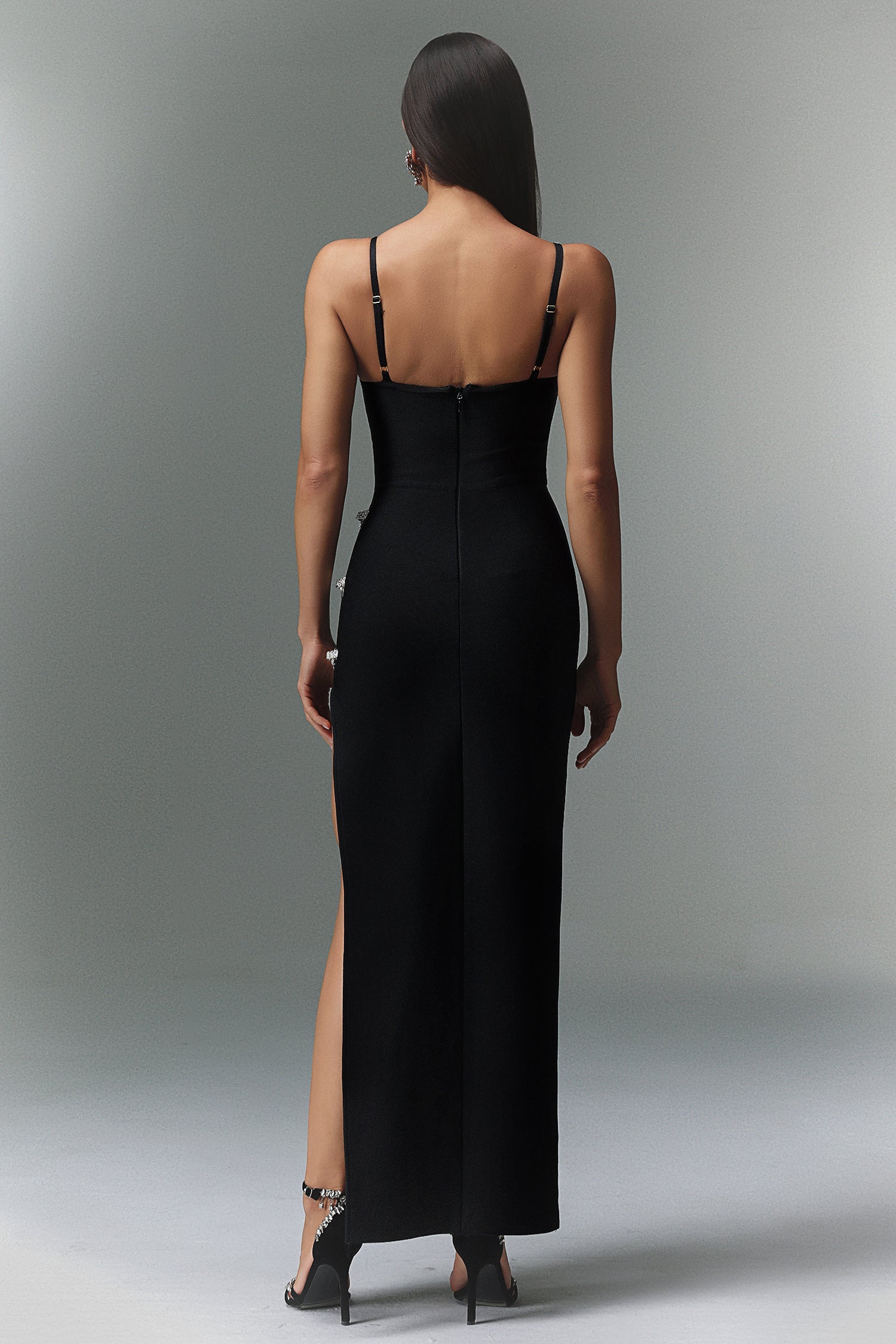 Rosalind Sleeveless Diamond Slit Bandage Maxi Dress