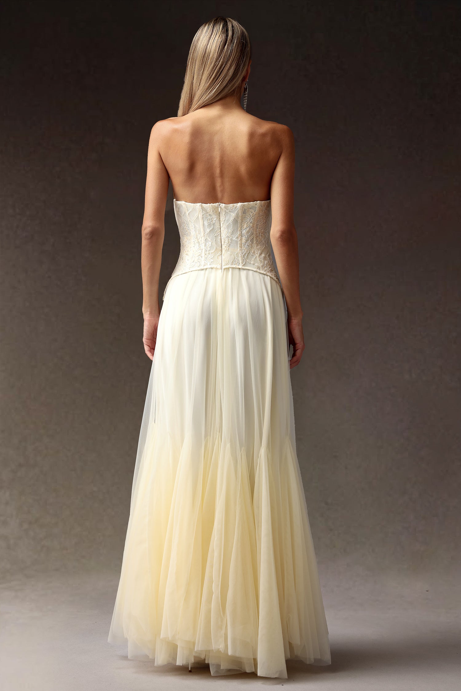 Rui lace Strapless Corset Maxi Dress