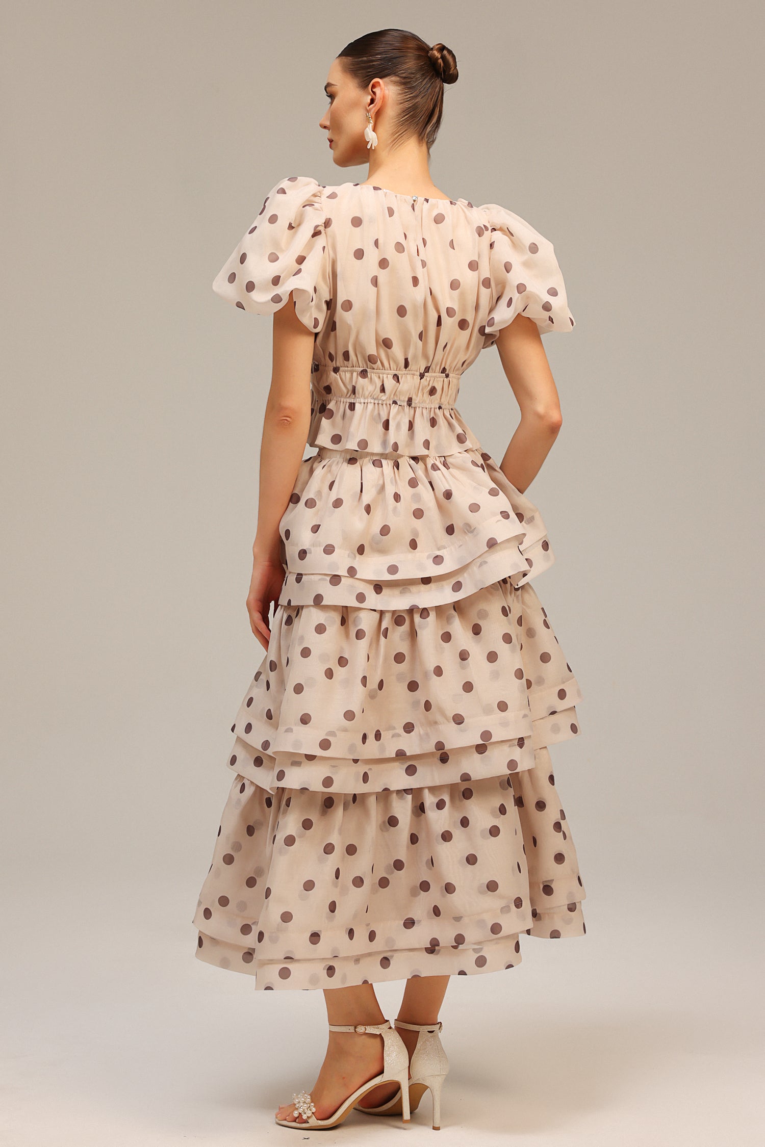 Willa Puff Sleeves Dot Printed Top And Skirt Two-Piece Set