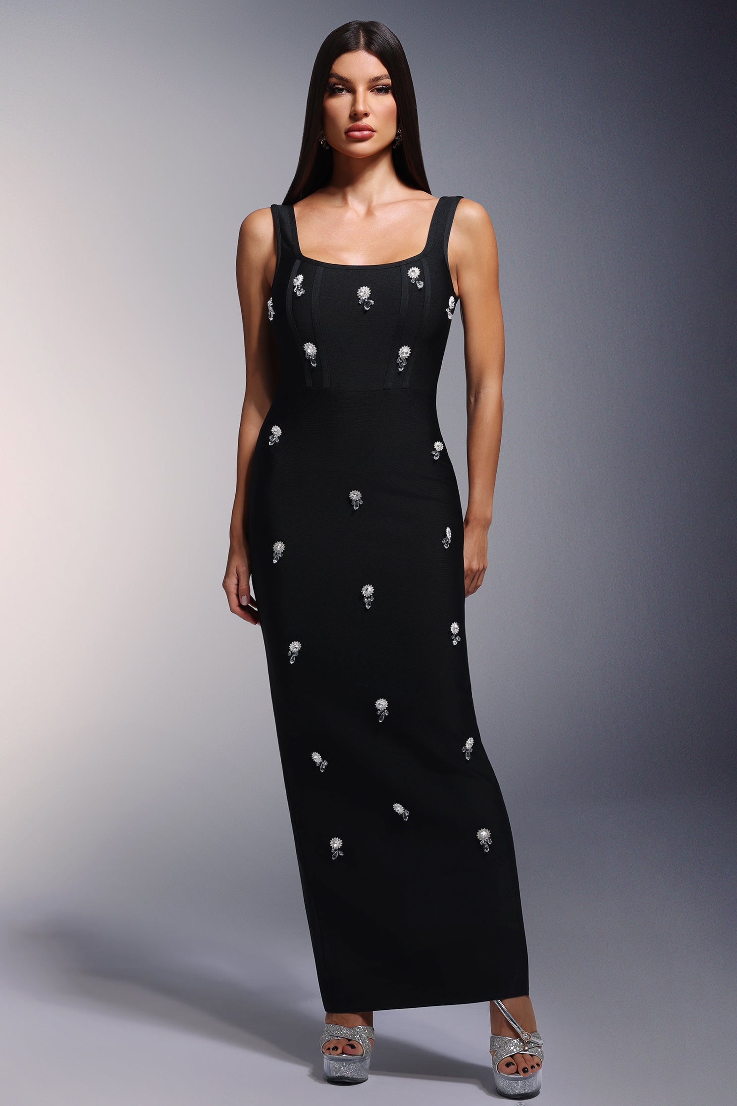 Selly Diamond Bandage Sleeveless Maxi Dress