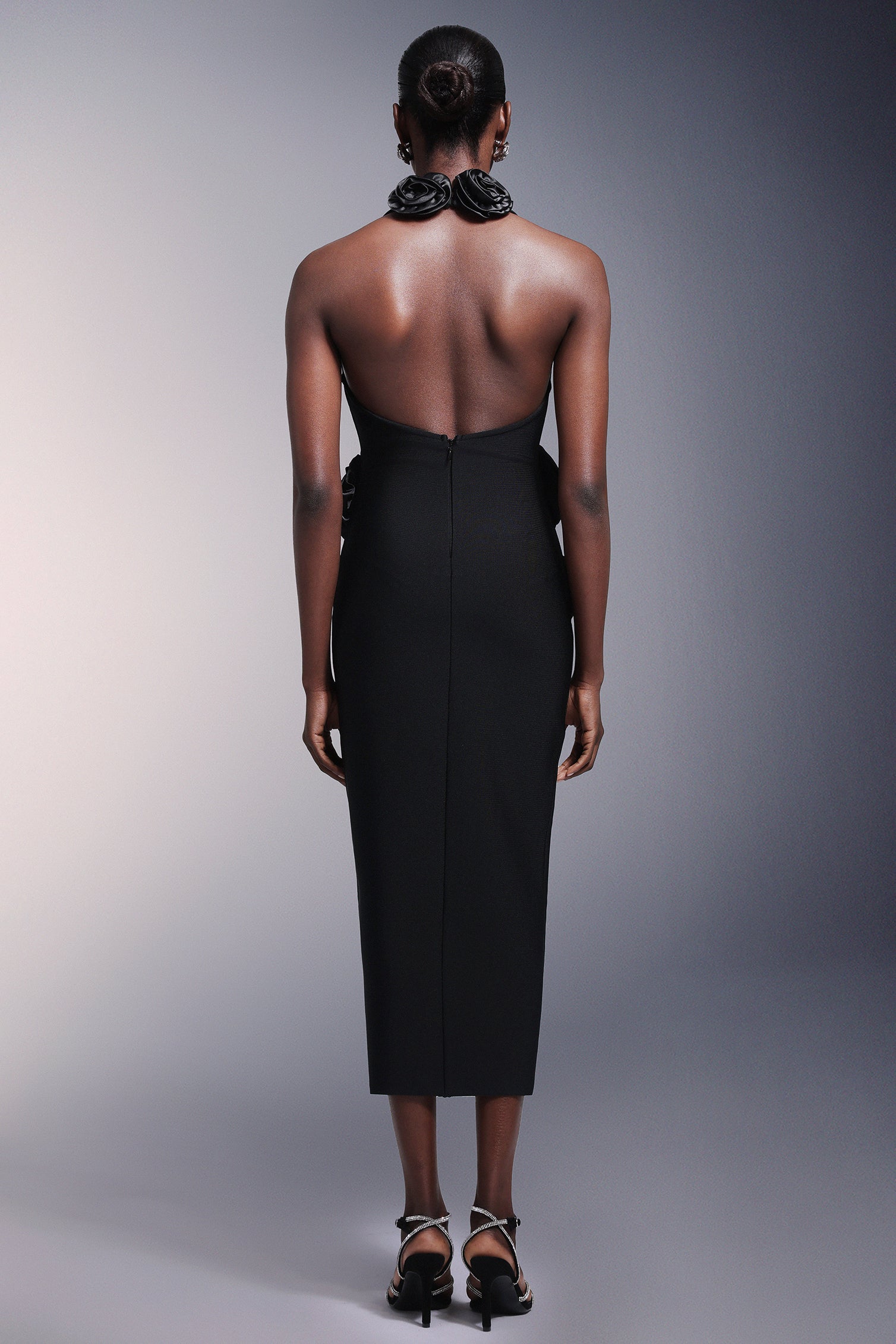 Sahara Flowers High Slit Deep-V Bandage Midi Dress