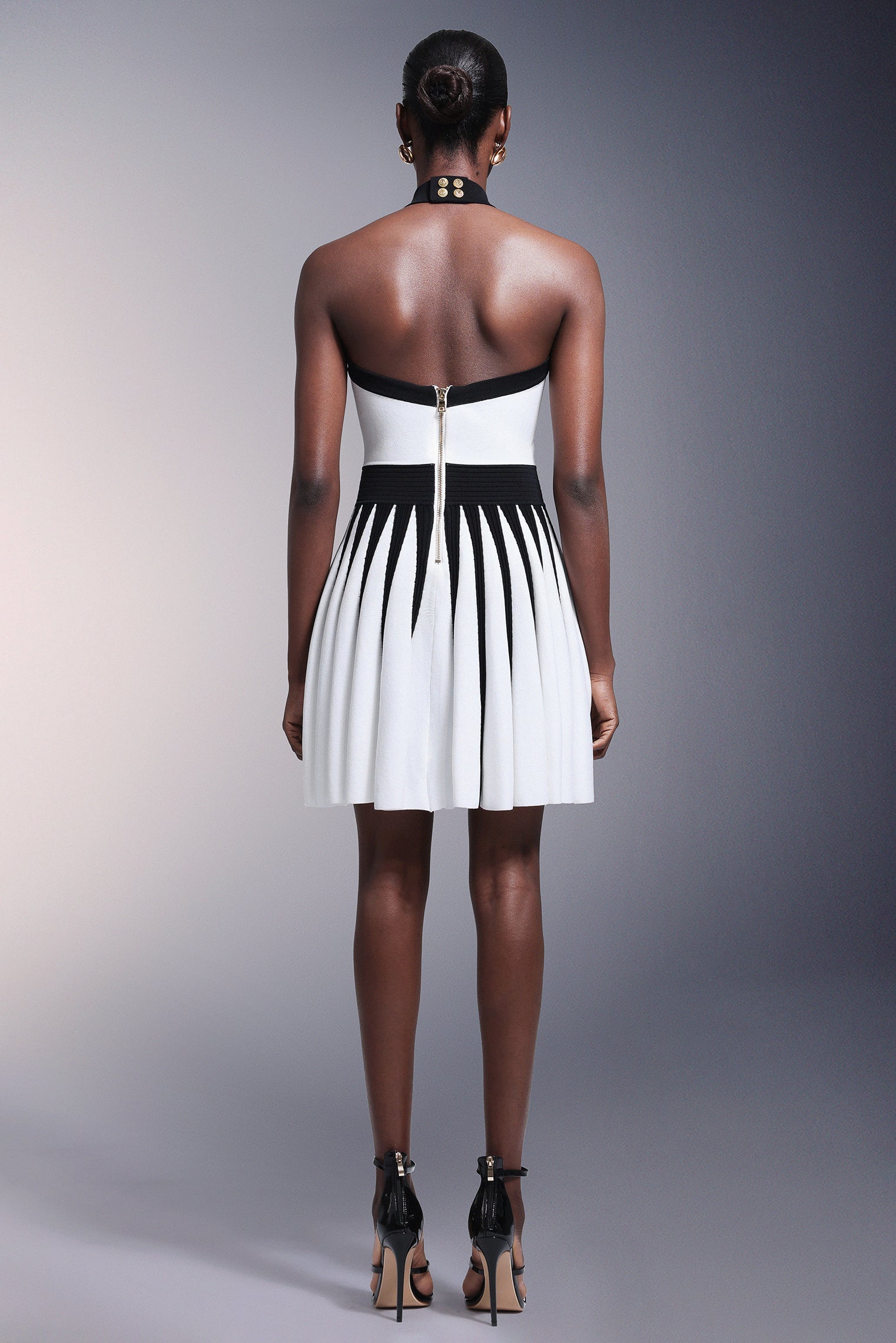 Iana Flower Halter Stripes Mini Dress