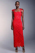 Teela Bows Lace Sleeveless Maxi Dress