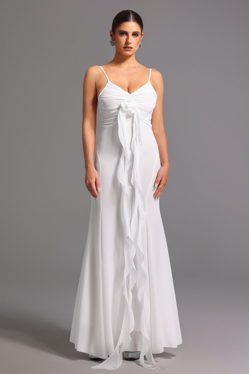 Dora Sleeveless Deep-V Flower Maxi Dress