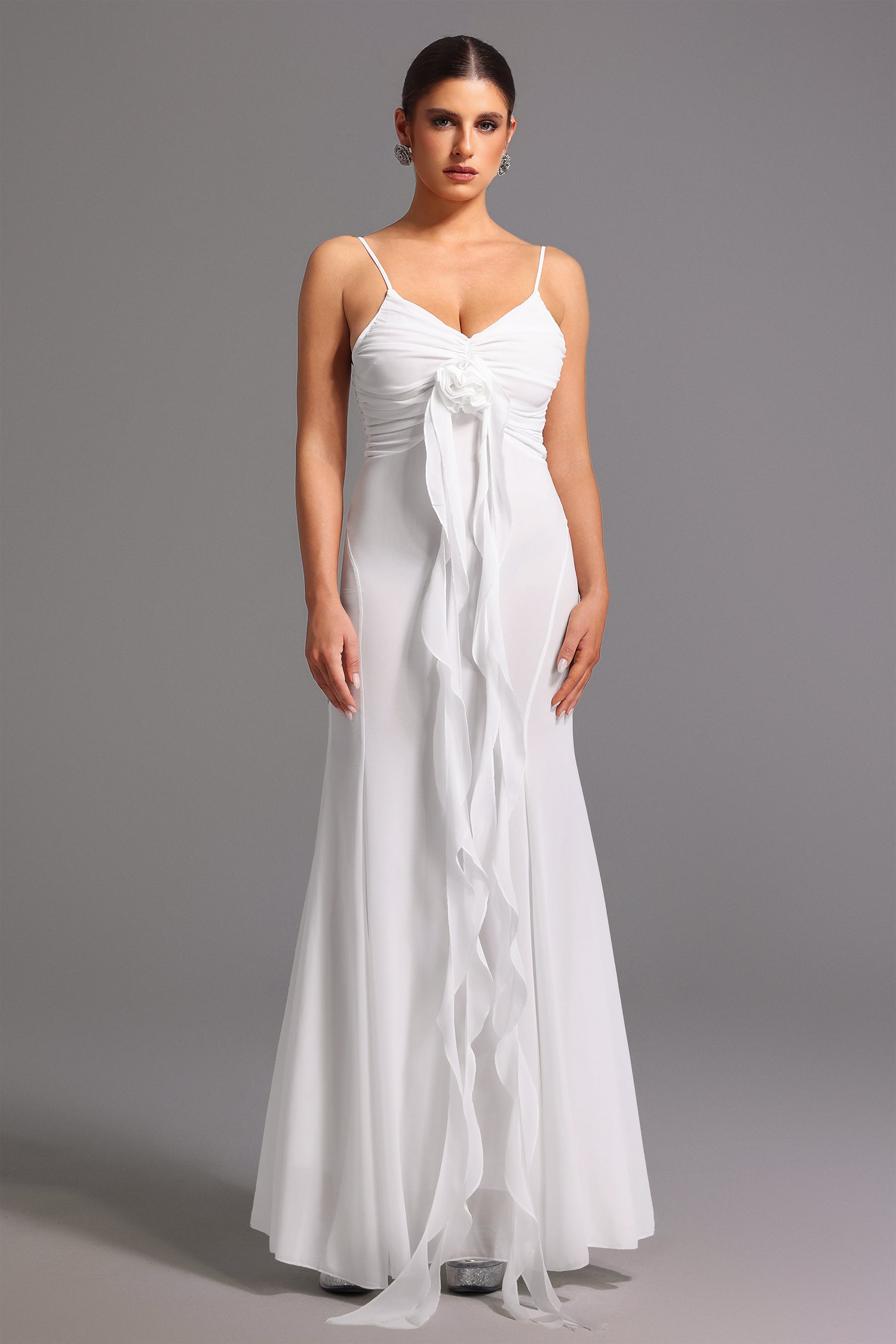 Dora Sleeveless Deep-V Flower Maxi Dress