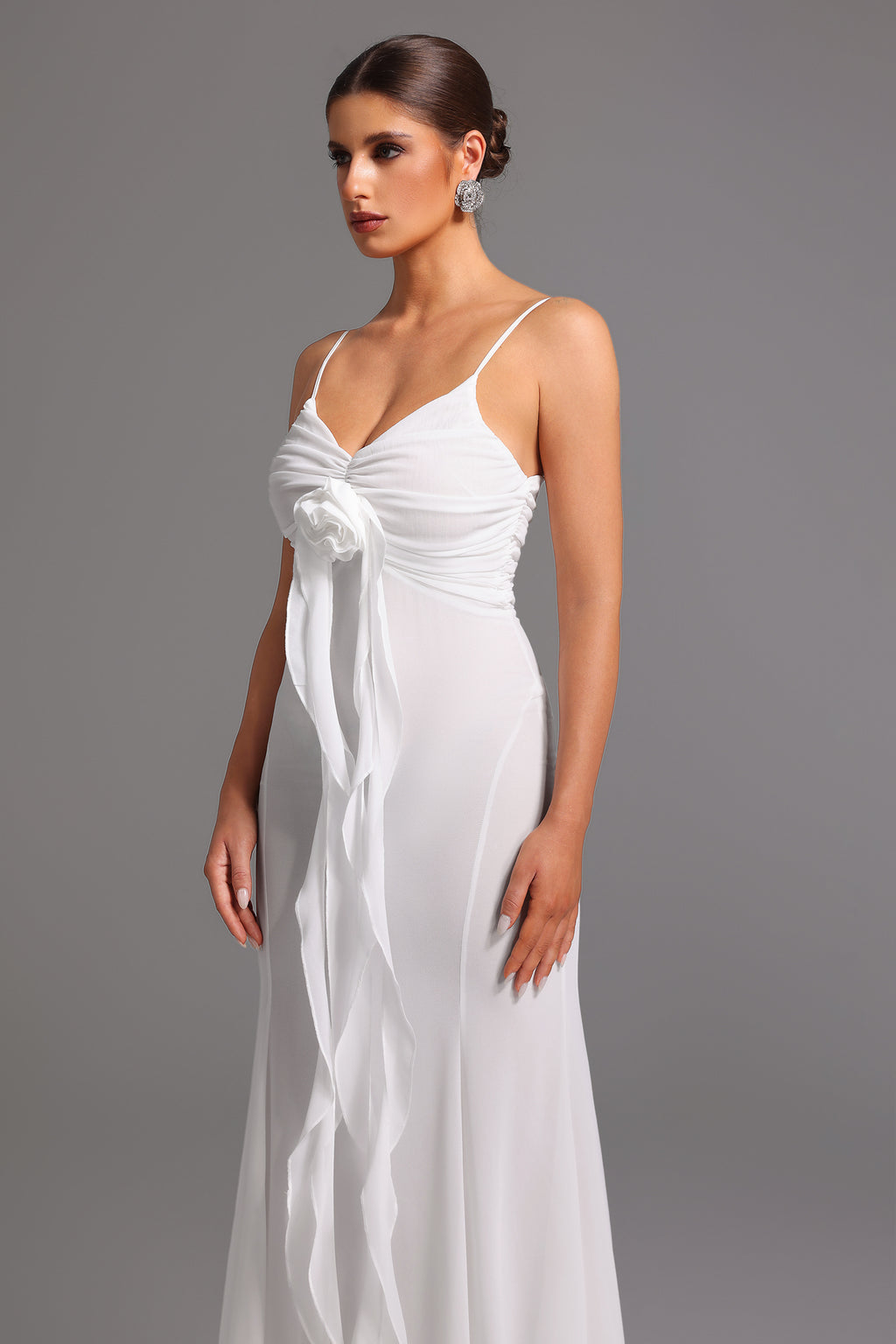 Dora Sleeveless Deep-V Flower Maxi Dress