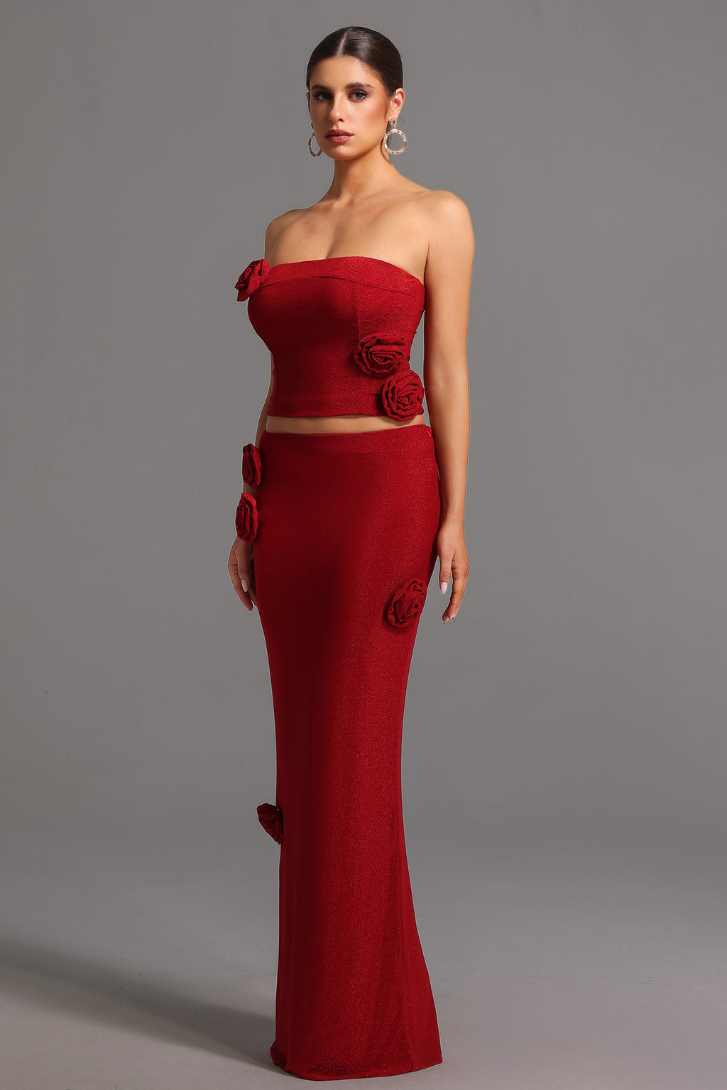 Roline Strapless Flowers Maxi Set