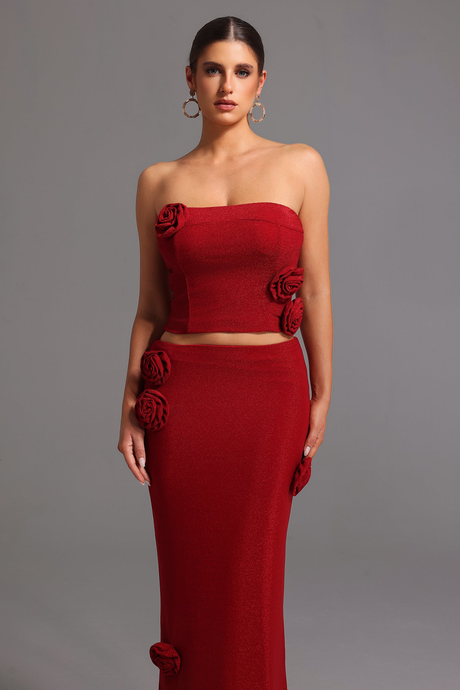 Roline Strapless Flowers Maxi Set