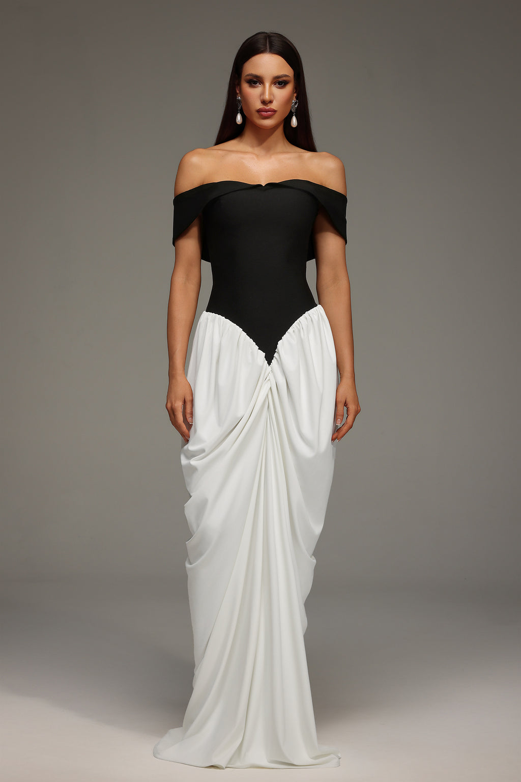 Leha Sleeveless Off The Shoulder Wrinkles Bandage Maxi Dress